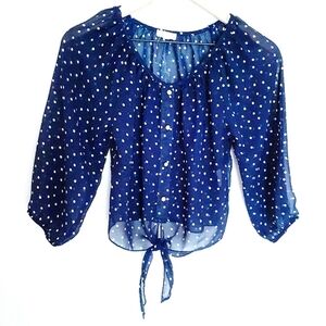 L8ter Polka Dot Tie Front Blouse size XS